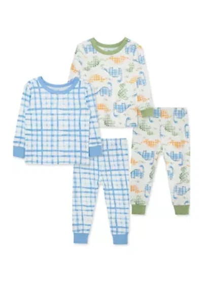 Baby Boys Dino 4 Piece Pajama Set