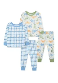 Baby Boys Dino 4 Piece Pajama Set