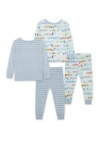 Baby Boys Puppy 4 Piece Pajama Set