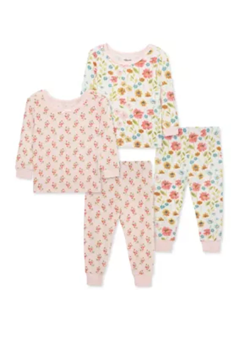 Baby Girls Floral 4 Piece Pajama Set
