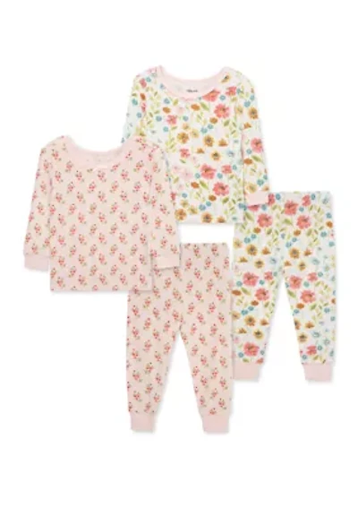 Baby Girls Floral 4 Piece Pajama Set
