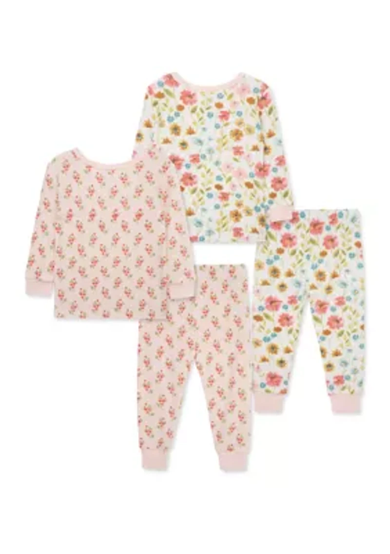 Baby Girls Floral 4 Piece Pajama Set