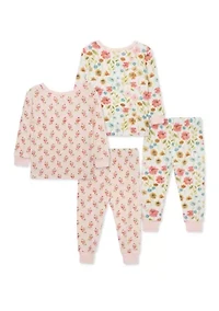 Baby Girls Floral 4 Piece Pajama Set
