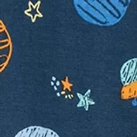 Baby Boys Space Printed Zip Front Footie Pajamas
