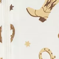 Baby Boys Cowboy Zip Front Footie Pajamas