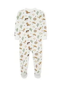 Baby Boys Cowboy Zip Front Footie Pajamas