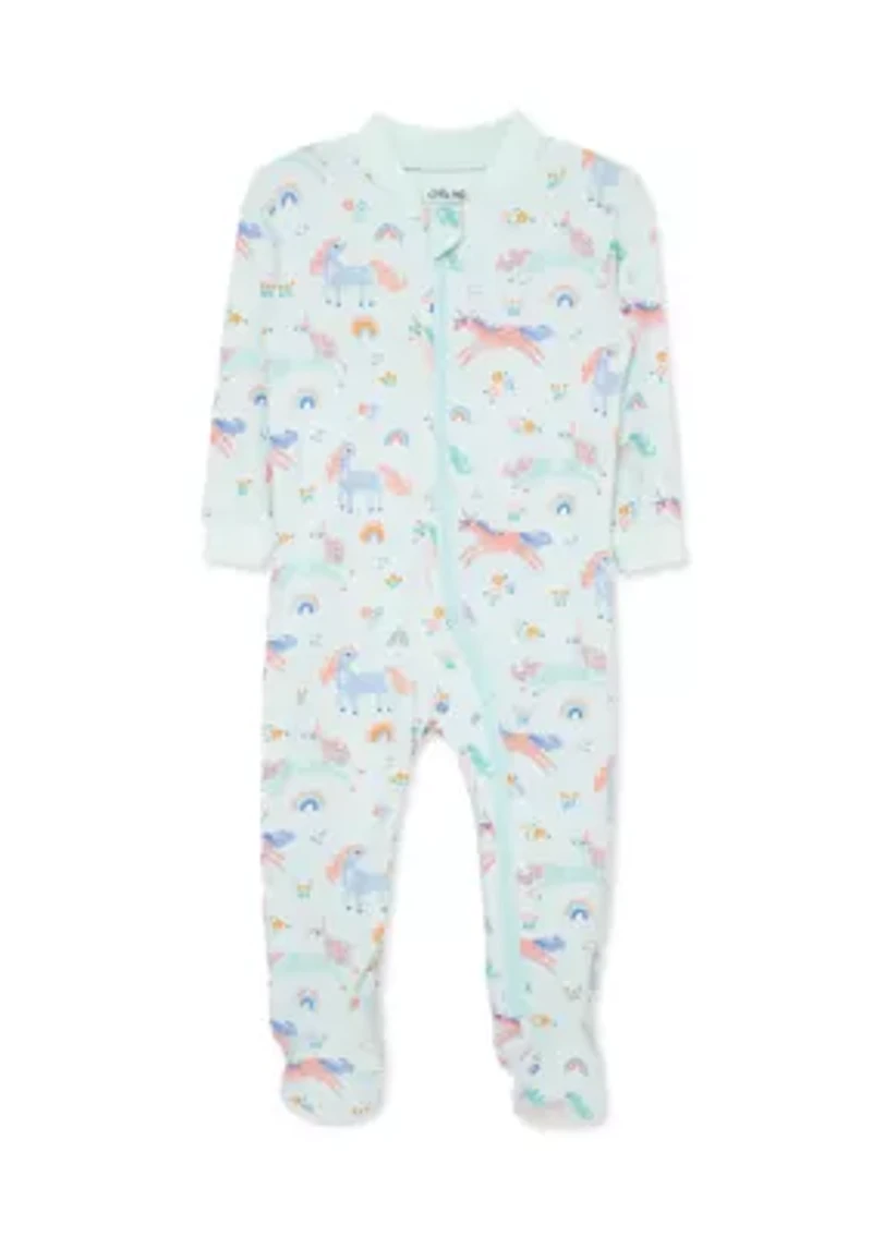 Unicorn Zip Front Footie Pajamas