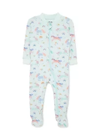 Unicorn Zip Front Footie Pajamas