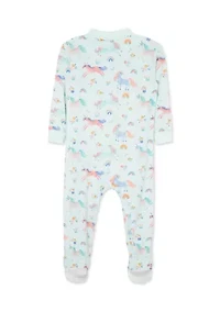 Unicorn Zip Front Footie Pajamas