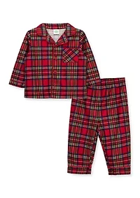 Baby Boys Plaid Coat 2 Piece Pajama Set