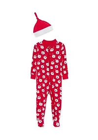 Santa Zip Front Footie with Hat