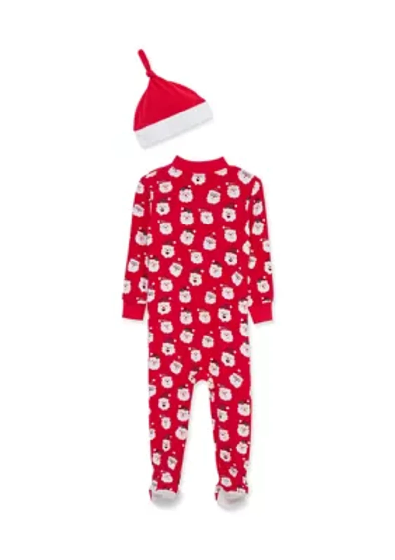 Santa Zip Front Footie with Hat