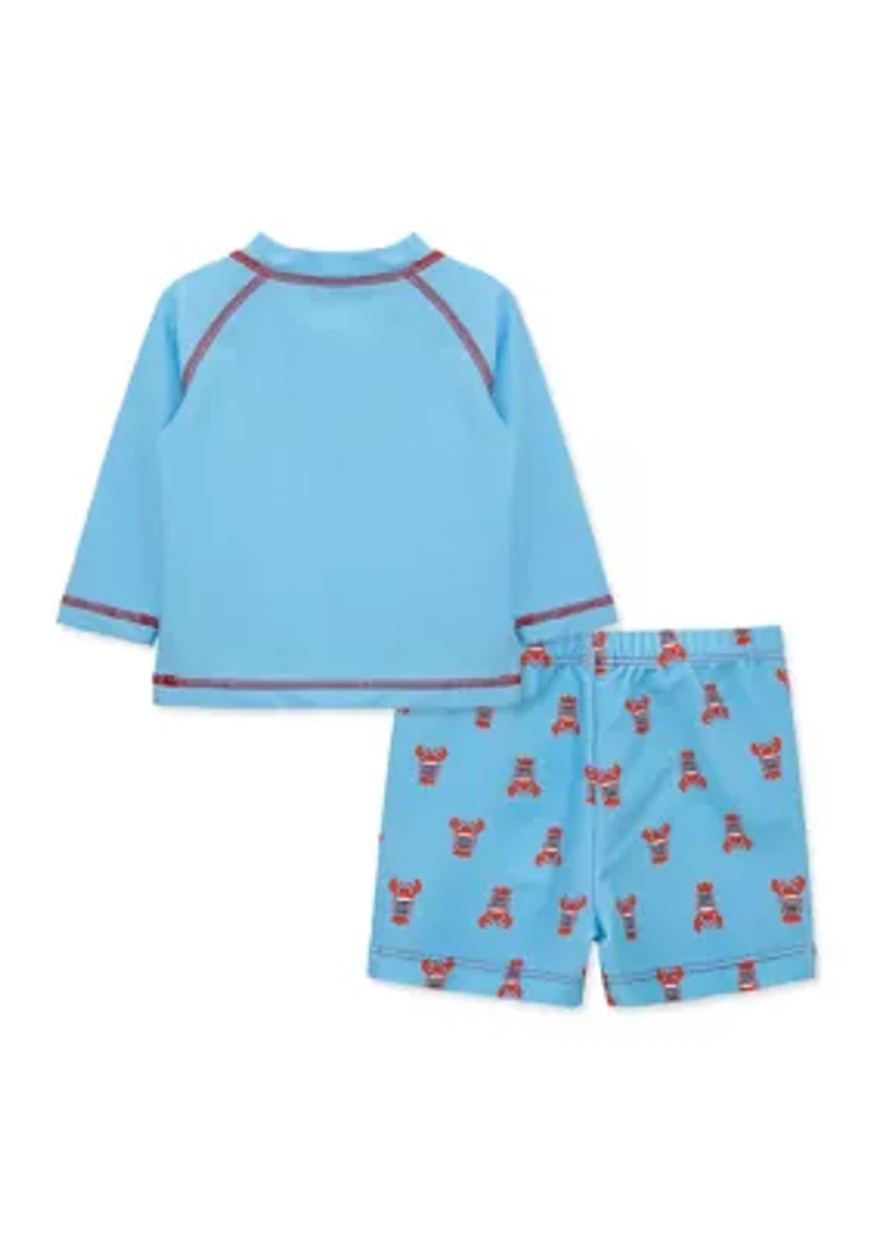 Toddler Boys Lobster Rashguard Swimsuit Set