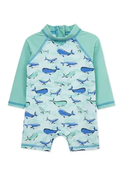 Baby Boys Whale Long Sleeve Swim Rashguard Suit