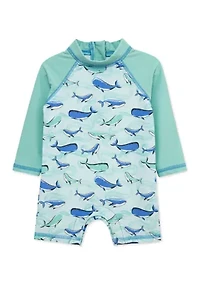 Baby Boys Whale Long Sleeve Swim Rashguard Suit