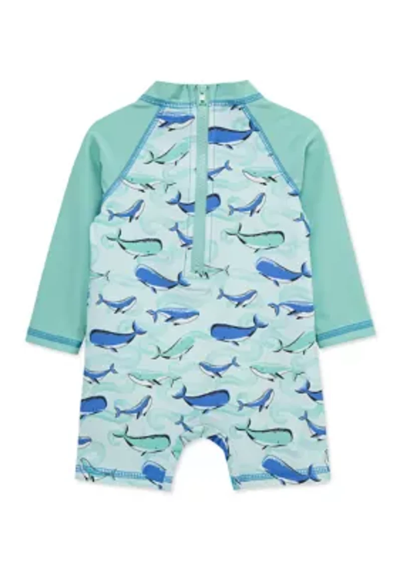 Baby Boys Whale Long Sleeve Swim Rashguard Suit