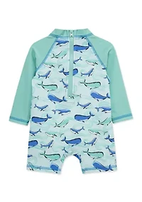Baby Boys Whale Long Sleeve Swim Rashguard Suit