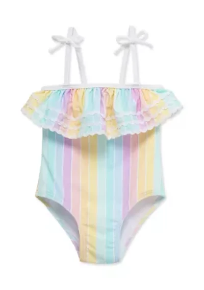 Toddler Girls Multi Stripe Swimsuit