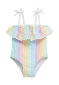 Toddler Girls Multi Stripe Swimsuit