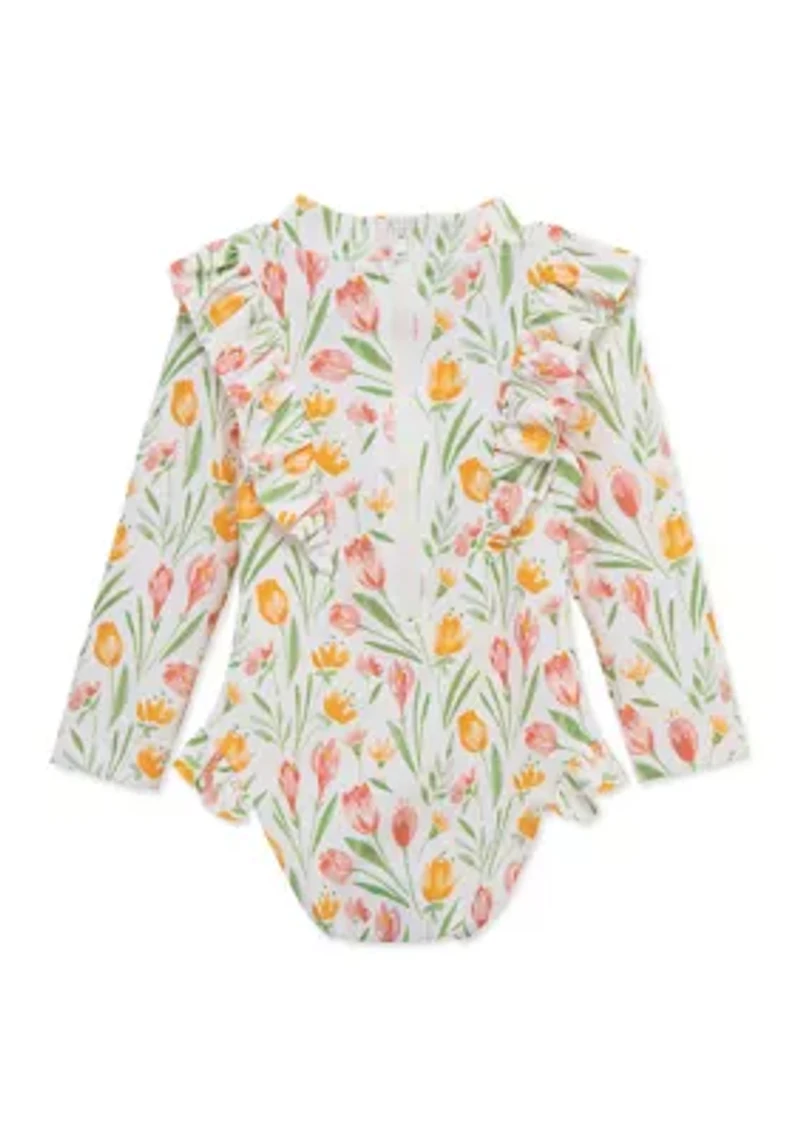 Baby Girls Crocus One Piece Rashguard Swimsuit