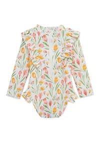 Baby Girls Crocus One Piece Rashguard Swimsuit