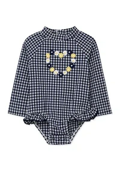 Baby Girls Gingham One Piece Rashguard Swimsuit
