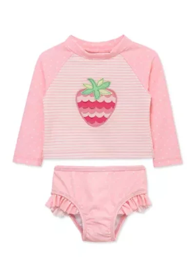 Toddler Girls Strawberry 2 Piece Rashguard Swimsuit