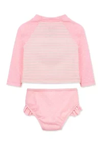 Toddler Girls Strawberry 2 Piece Rashguard Swimsuit