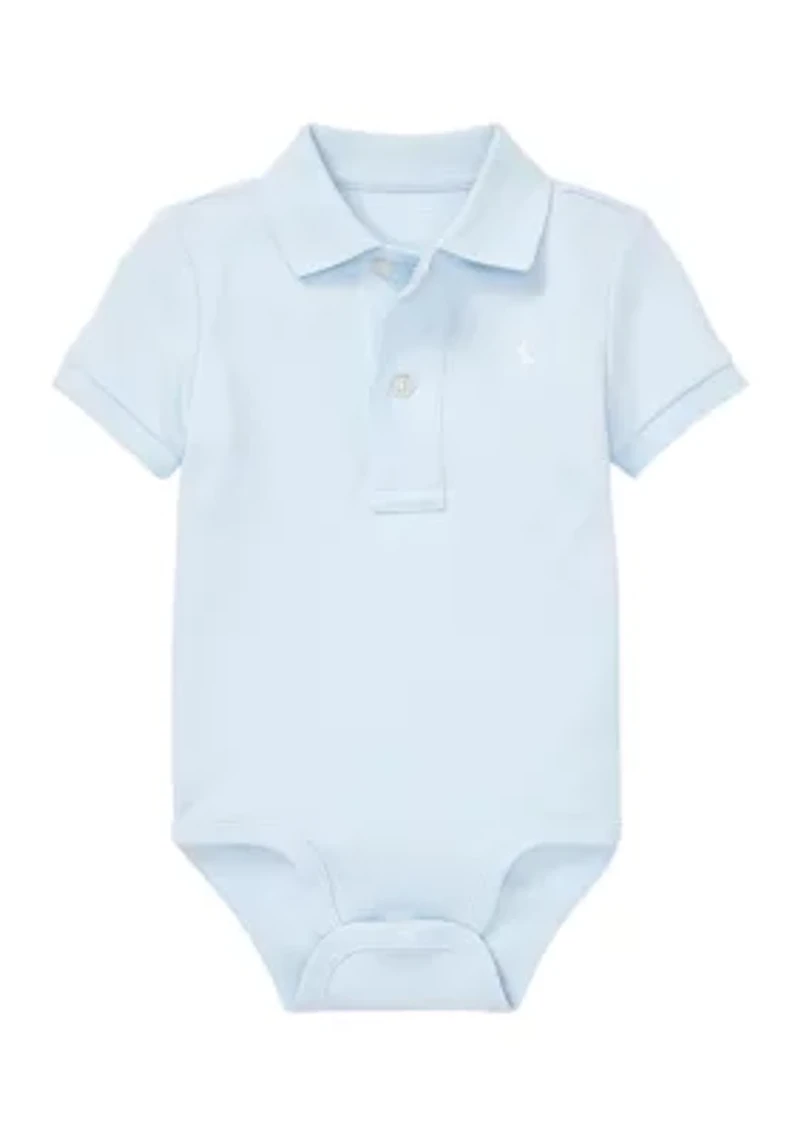 Baby Boys Cotton Interlock Polo Bodysuit