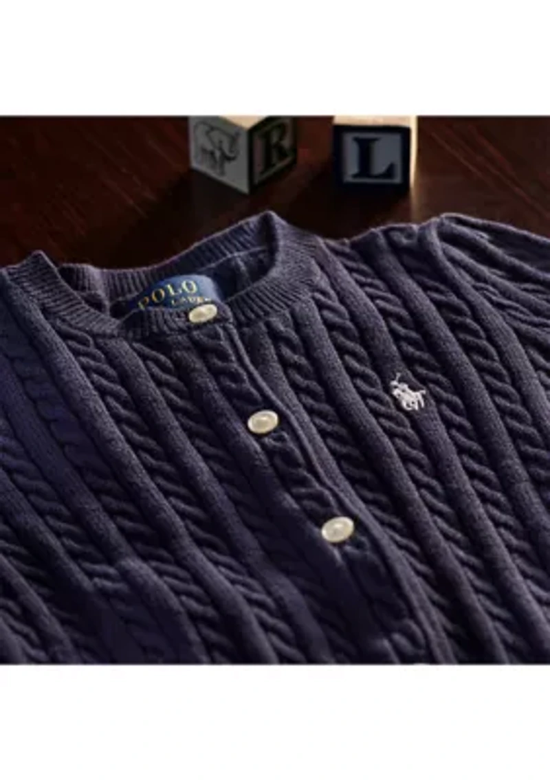 Baby Girls Cable Knit Cotton Cardigan