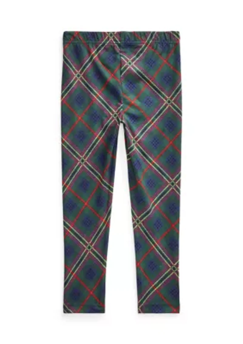 Toddler Girls Patchwork Plaid Stretch Jersey Leggings