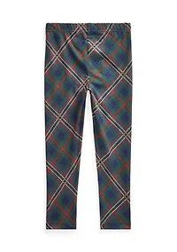 Toddler Girls Patchwork Plaid Stretch Jersey Leggings