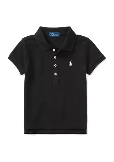 Girls 2-6x Stretch Cotton Mesh Polo Shirt