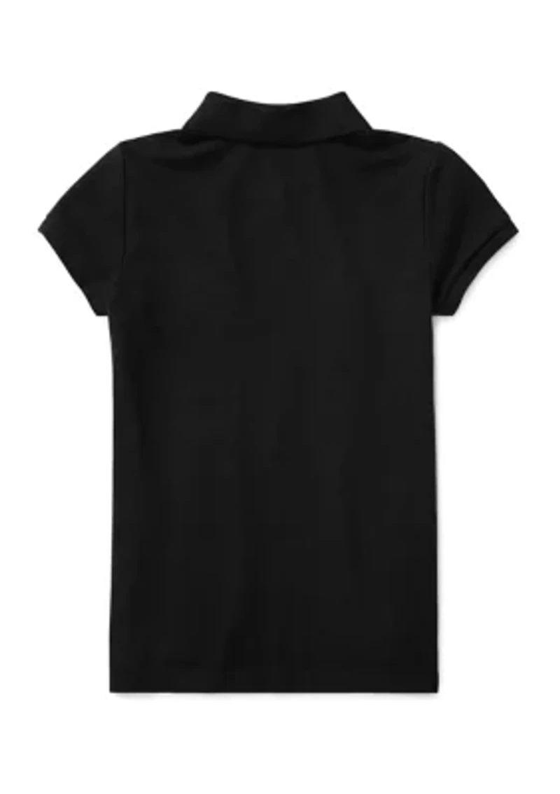 Girls 2-6x Stretch Cotton Mesh Polo Shirt
