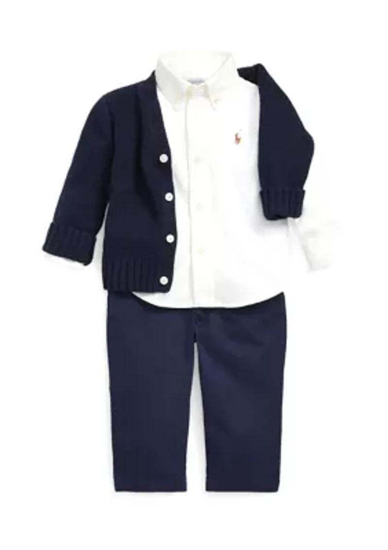 Baby Boys Cotton V-Neck Cardigan