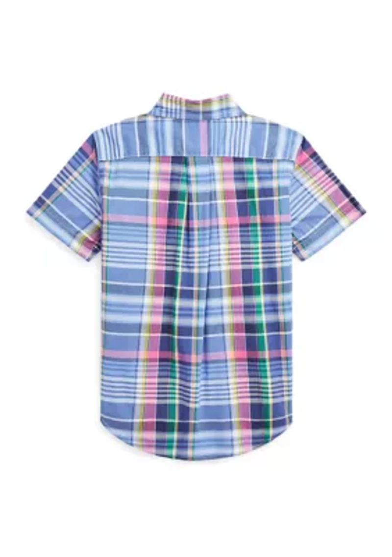 Boys 2-7 Geometric Poplin Short Sleeve Shirt
