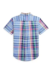 Boys 2-7 Geometric Poplin Short Sleeve Shirt