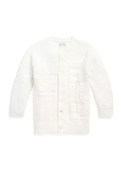 Baby Boys Contrast Knit Organic Cotton Cardigan