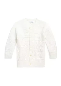 Baby Boys Contrast Knit Organic Cotton Cardigan