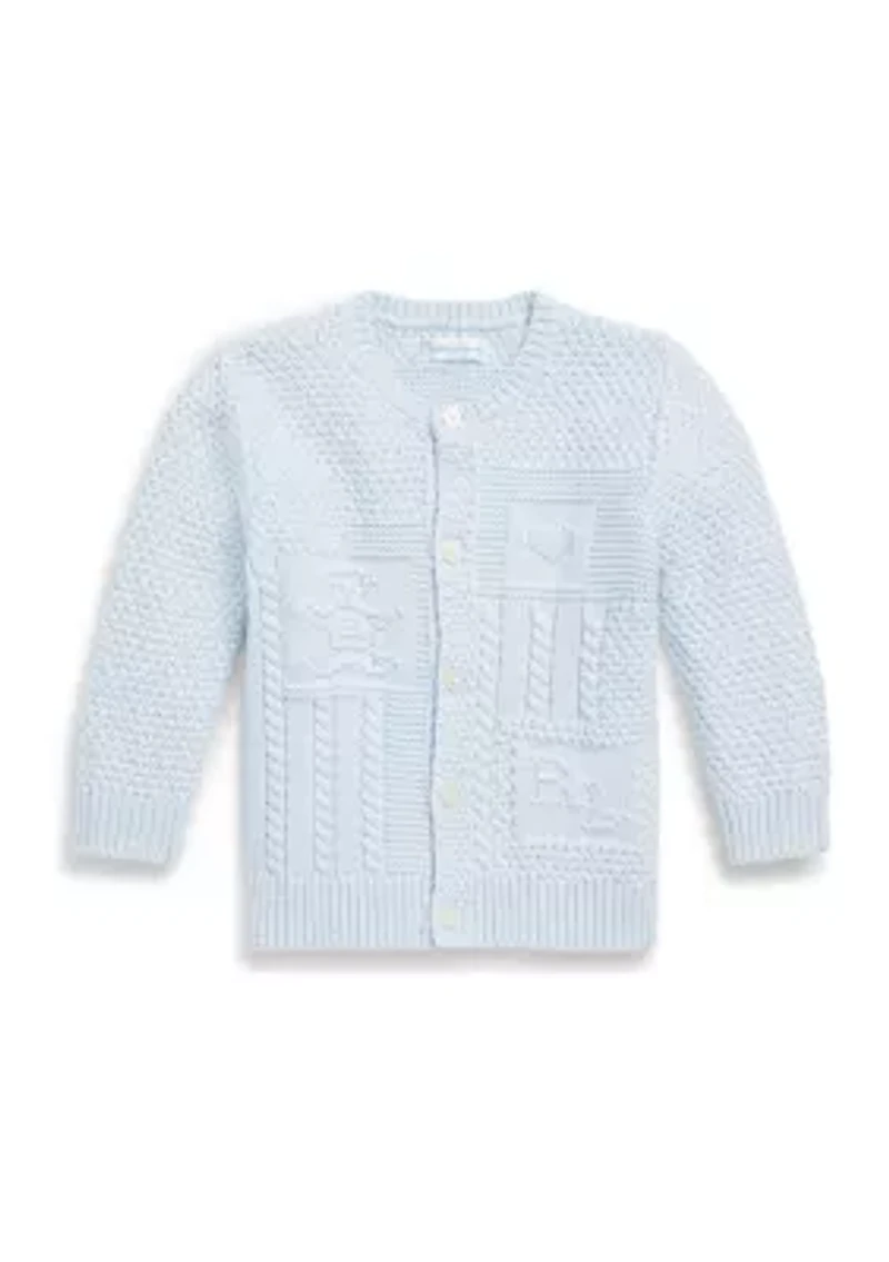 Baby Boys Contrast Knit Organic Cotton Cardigan