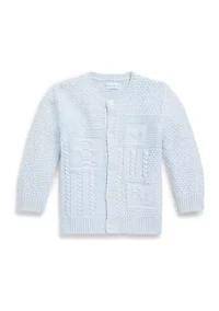 Baby Boys Contrast Knit Organic Cotton Cardigan
