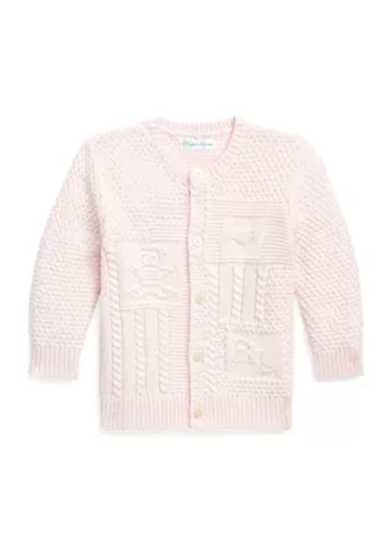 Baby Boys Contrast Knit Organic Cotton Cardigan