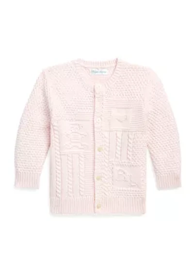 Baby Boys Contrast Knit Organic Cotton Cardigan