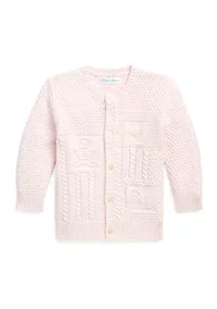Baby Boys Contrast Knit Organic Cotton Cardigan