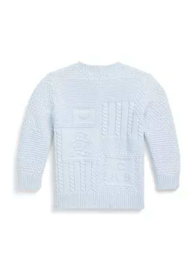 Baby Boys Contrast Knit Organic Cotton Cardigan