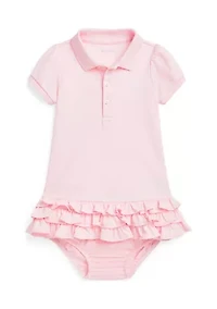 Baby Girls Ruffled Cotton Polo Dress & Bloomer