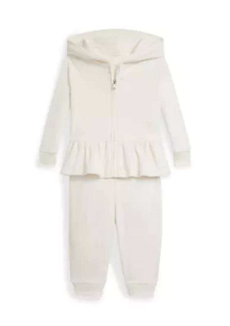 Baby Girls Velour Hoodie & Jogger Pants Set