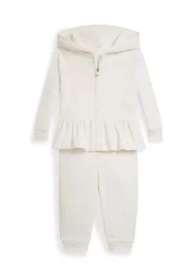 Baby Girls Velour Hoodie & Jogger Pants Set