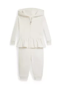 Baby Girls Velour Hoodie & Jogger Pants Set