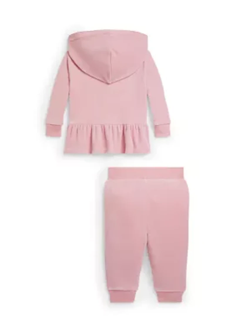 Baby Girls Velour Hoodie & Jogger Pants Set